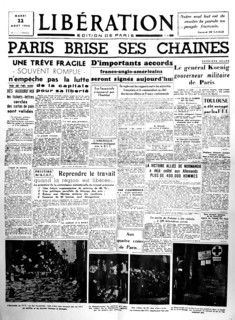 An edition of the newspaper "Libération". "Paris breaks its chains"