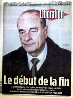 Front page of the French newspaper "Libération" after the French regional and cantonal elections