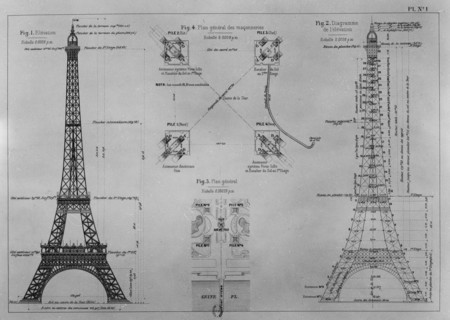 Eiffel tower plan, Paris.