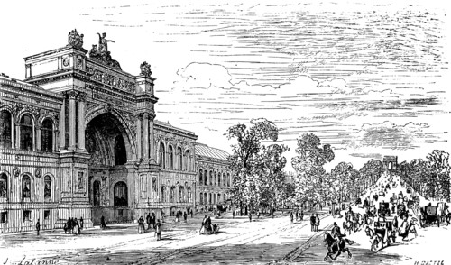 Paris. The palace of industry and the Avenue des Champs-Elysées. Drawing by Mister Lalanne, engraved by Miss H. Boetzel. in "Paris-Guide", 1867 Edition