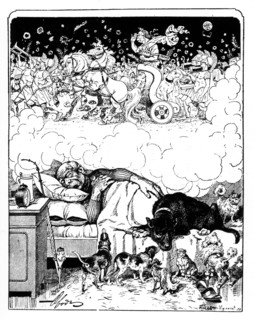 Caricature in "Strekoza". Bismarck's dream.