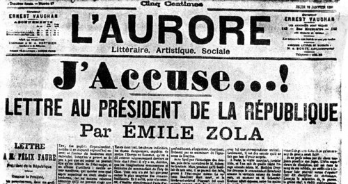 L'article "J'accuse...!" de Zola en une du journal l'Aurore, 1898