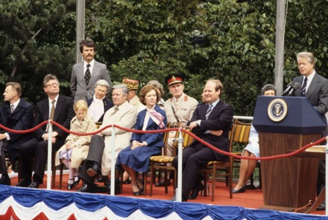 Jimmy Carter lors d'une conférence, 1978