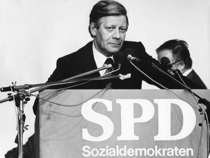 Schmidt, Helmut - Politiker SPD, waehrend einer Wahlkampf-Rede