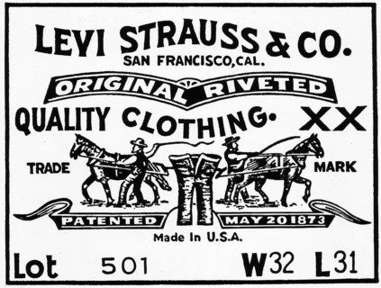 Étiquette pour les jeans Levi Strauss, 1974.