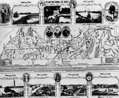 Plan de la construction du canal de Suez