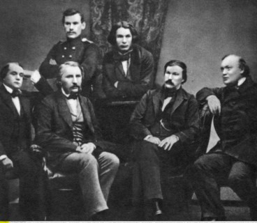 Tolstoi, Lew (Leo) Nikolajewitsch - Schriftsteller, Russland - *09.09.1828-20.11.1910+
mit Journalisten und Mitarbeitern der literarischen und politischen Zeitschrift Sovremennik (Der Zeitgenosse)
v...