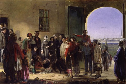 Florence Nightingale im britischen Militaerkrankenhaus in Scutari waehrend des Krim-Kriegs
