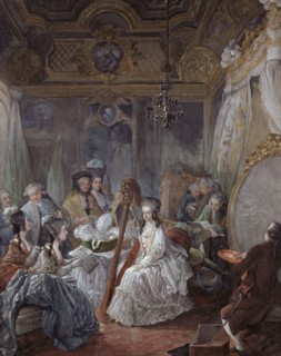 Gautier d'Agoty, Marie-Antoinette jouant de la harpe dans sa chambre à Versailles