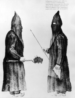 medical science in former times: Pest doctors in typical outfit during the epidemic in Marseille, 1720.
