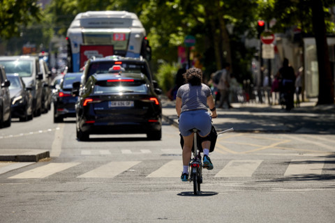 Bicycles and cars in Paris