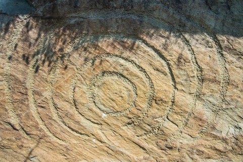 Rock engraving on Neolithic passage grave