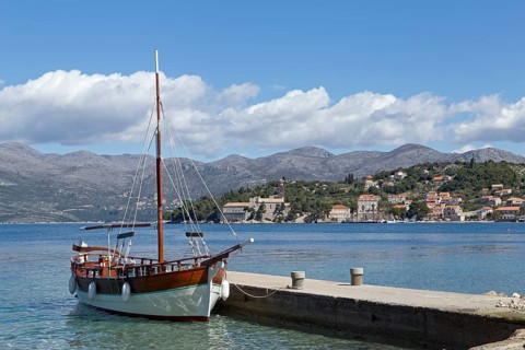 Sailboat at a jetty