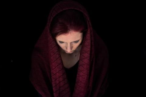 Woman with cloth on her head