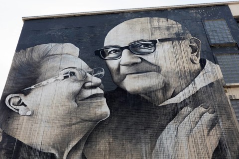 Loving couple of seniors