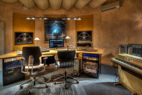 Recording room in a music studio