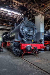 Freight locomotive 57 3525 from 1926 in the locomotive shed