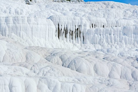 White travertine limestone rock formations known as the cotton castle
