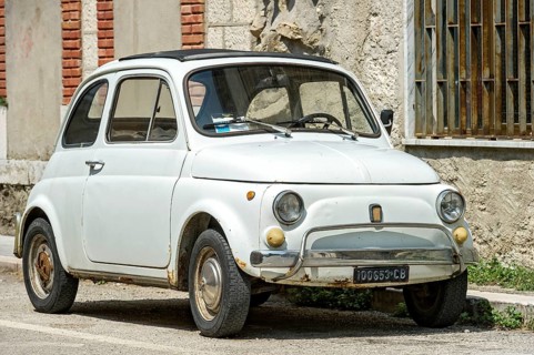Old white FIAT Nuova 500 L