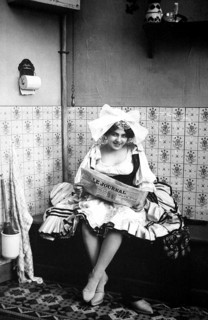 Housemaid on the toilet