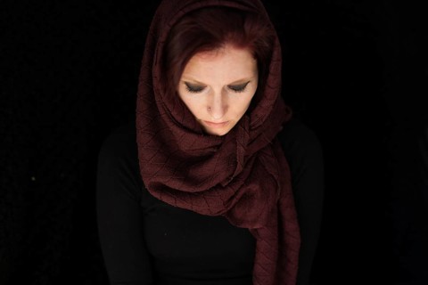 Woman with cloth on her head