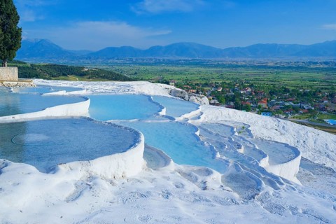 Terraced travertine thermal pools
