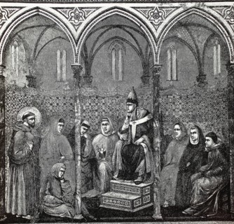 Francis of Assisi preaches to Pope Honorius III