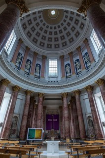 Altar room with dome of the catholic parish church St. Elisabeth