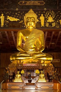 Golden Buddha statue in the Bot of Wat Phuttha Nimit Phra Saiyat