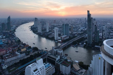 View from Lebua State Tower with Chao Phraya River