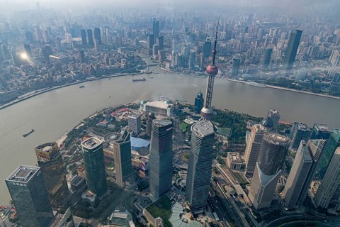 View from Shanghai Tower to Oriental Pearl Tower