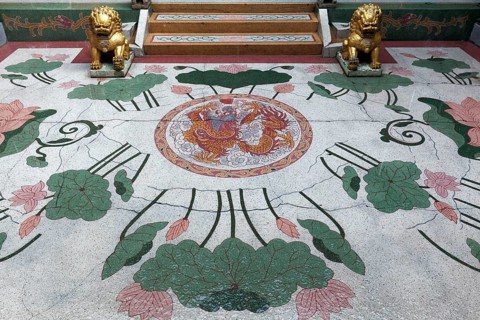 Floor mosaic in the courtyard