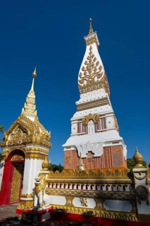 Gilded wall in front of the Chedi of Wat Phra That Phanom