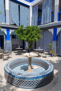 Blue tiles and fountain