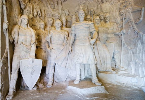 Skanderbeg Sculpture Group and fellow combatants in the Skanderbeg Museum