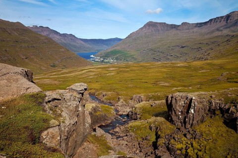 Landscape with view of Fjord Seydisfjordur