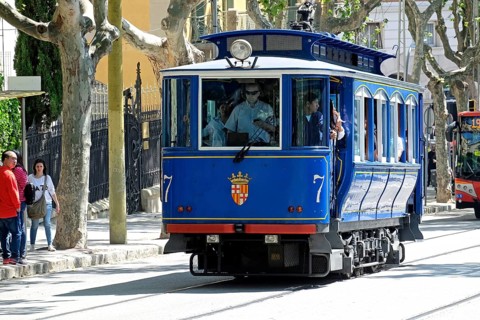 Blue tram