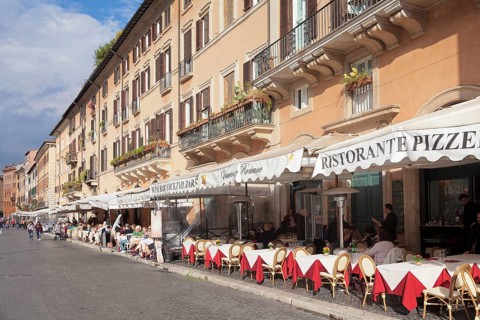 Restaurants and street cafes on the square