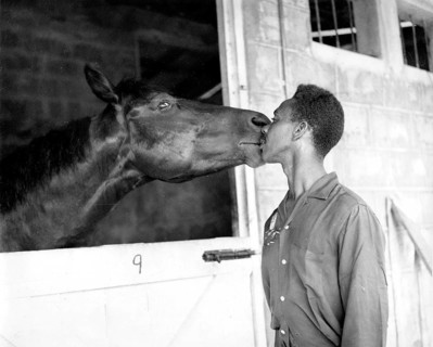 Man kissing a horse