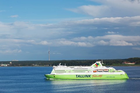 Tallink maritime shuttle ferry leaving port of Tallinn