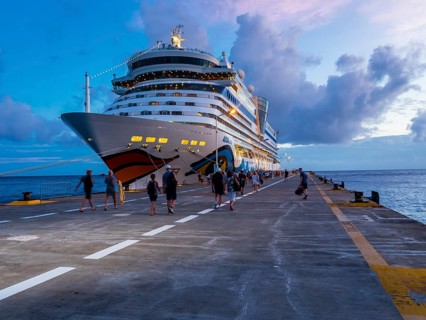 Cruise ship at dusk