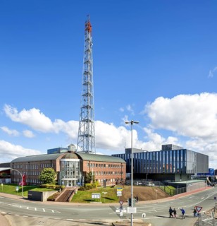 Public authority centre with waterway and shipping office