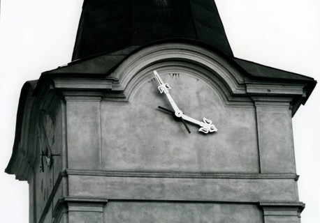 Church tower clock with washed out numerals ca. 1970s