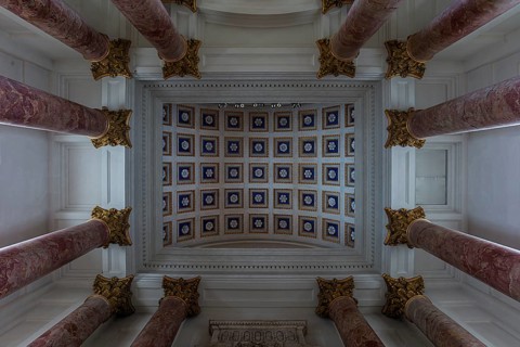 Dome with columns in the altar room of the Catholic parish church St. Elisabeth
