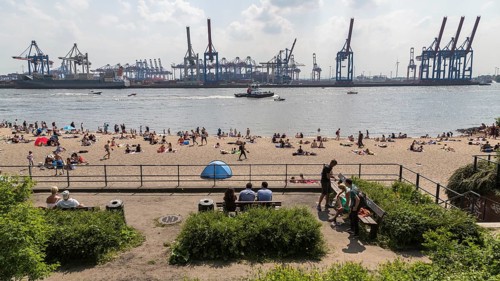 Bathers on Elbe beach