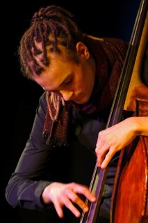 Conrad Steinhoff of the Gerold Heitbaum Quartet plucking on contrabass