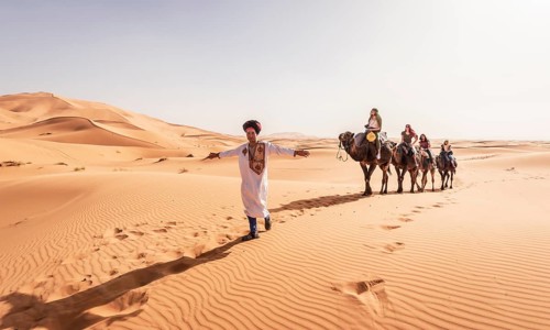 Tourists with Bedouin guide