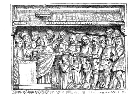 The coronation of Louis of Bavaria in the St. Peter's Basilica by the Bishop of Arezzo