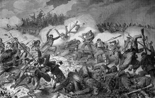Battle of the 10th Bavarian Rifle Battalion with Turcos in the vineyards near Weissenburg