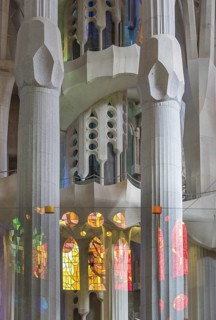Interior view of the Sagrada Familia by Antoni Gaudi